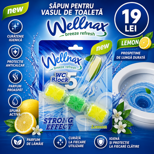 Блок-Освежитель Wellnax effect 5 Lemon 57gr BLK-908 фото