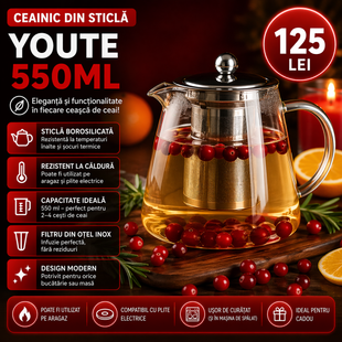 Чайник стеклянный Youte 550ml s13--22 фото