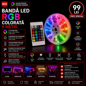 Banda LED RGB colorata 5 m S219--1 foto