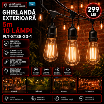 Ghirlandă exterioară 5m 10 lămpi FLT-ST38-20-1 S221--1 foto
