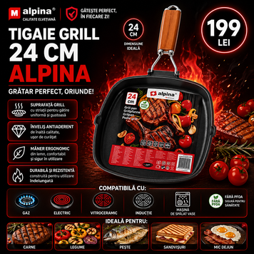 Tigaie Grill 24 cm Alpina 8711252130576 foto