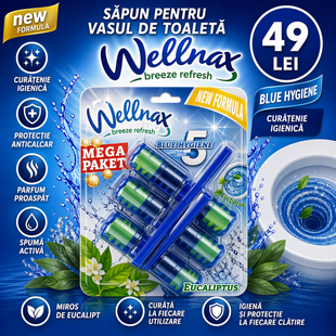 Блок-Освежитель Wellnax Blue Water Eucaliptus 3x50g BLK-997 фото
