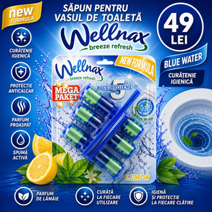 Блок-Освежитель Wellnax Blue Water 3шт (Lemon) 3x50g BLK-995 фото