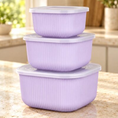 Миски-контейнеры Gondol Plastik, квадратные, с крышками, 3 шт