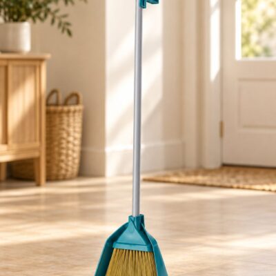Веник и совок Zambak Plastik, с механизмом фиксации