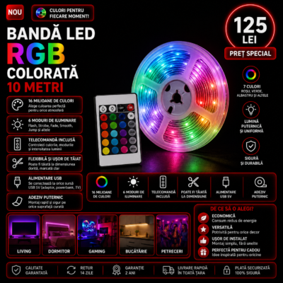 Лента LED RGB цветная 10 м